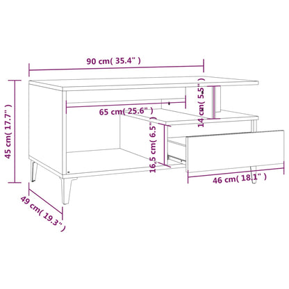 Soffbord rökfärgad ek 90x49x45 cm konstruerat trä