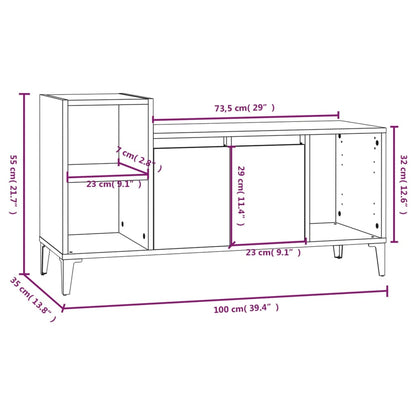 Tv-bänk vit 100x35x55 cm konstruerat trä