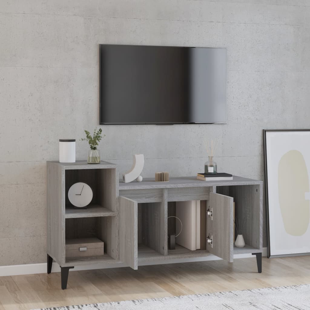 Tv-bänk grå sonoma 100x35x55 cm konstruerat trä