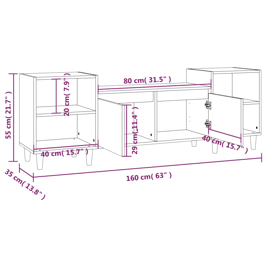 TV-skåp svart 160x35x55 cm konstruerat trä