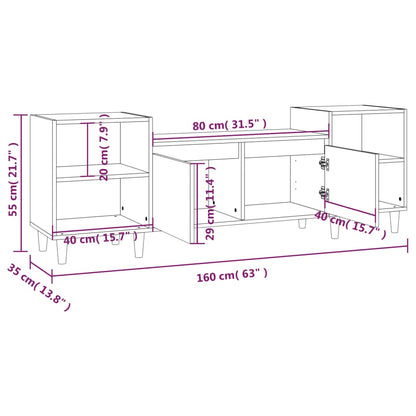 TV-skåp svart 160x35x55 cm konstruerat trä