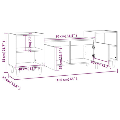 Tv-bänk vit högglans 160x35x55 cm konstruerat trä