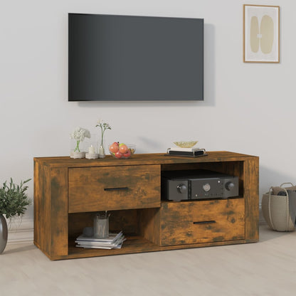 Tv-bänk rökfärgad ek 100x35x40 cm konstruerat trä