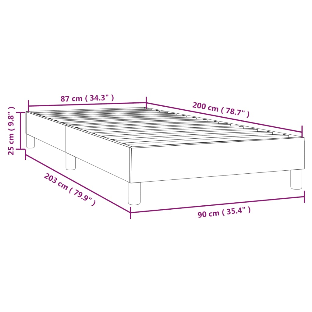 Sängram utan madrass mörkbrun 90x200 cm tyg