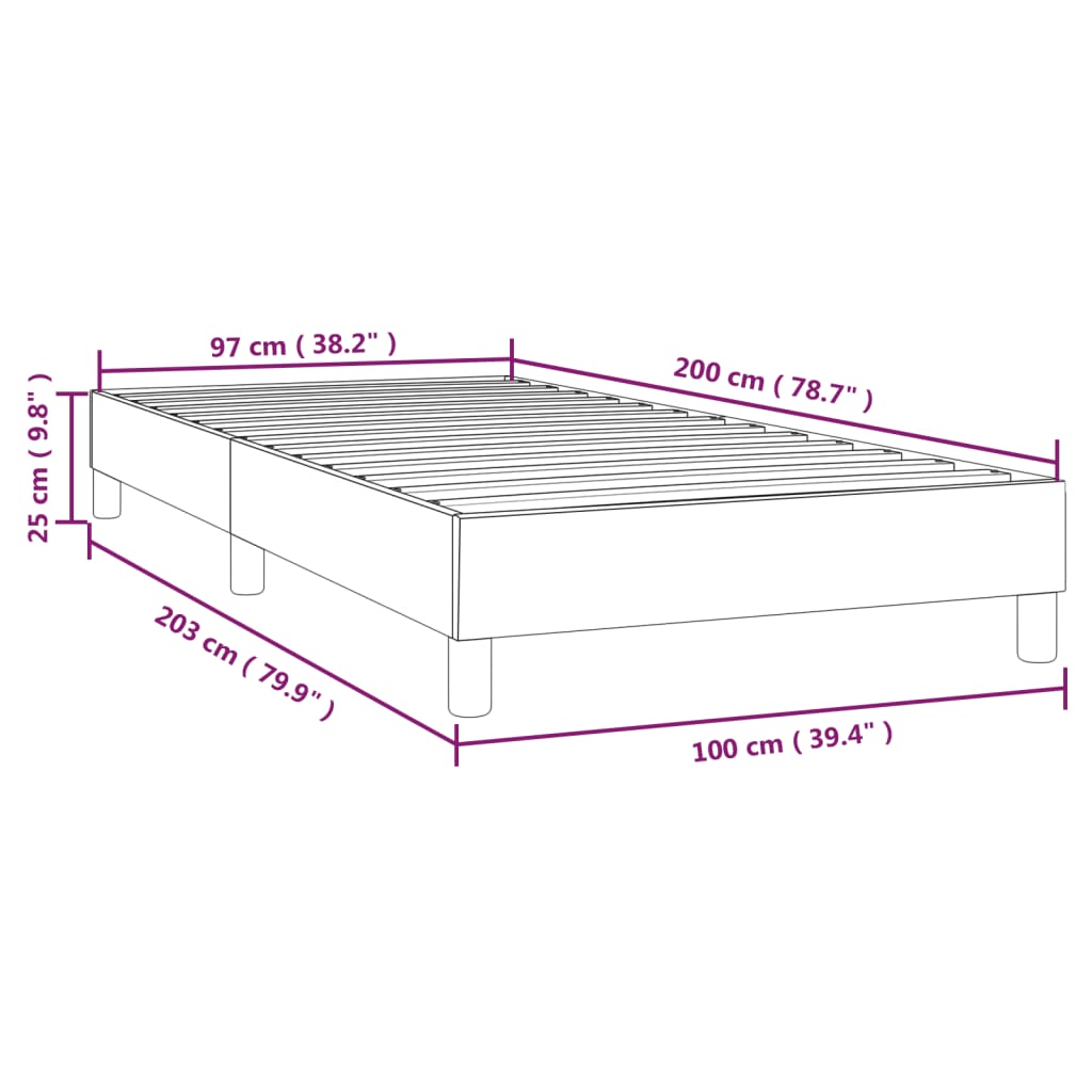 Sängram utan madrass ljusgrå 100x200 cm tyg