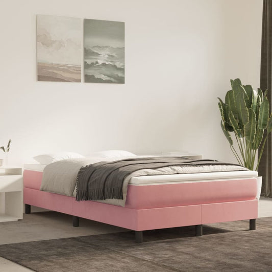 Boxspring-sängram rosa 120x200 cm sammet