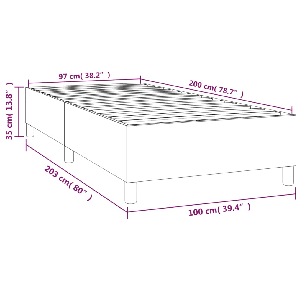 Sängram utan madrass ljusgrå 100x200 cm tyg