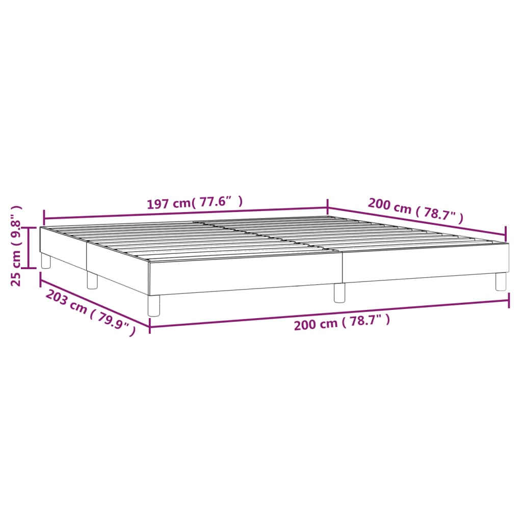 Sängram utan madrass mörkbrun 200x200 cm tyg