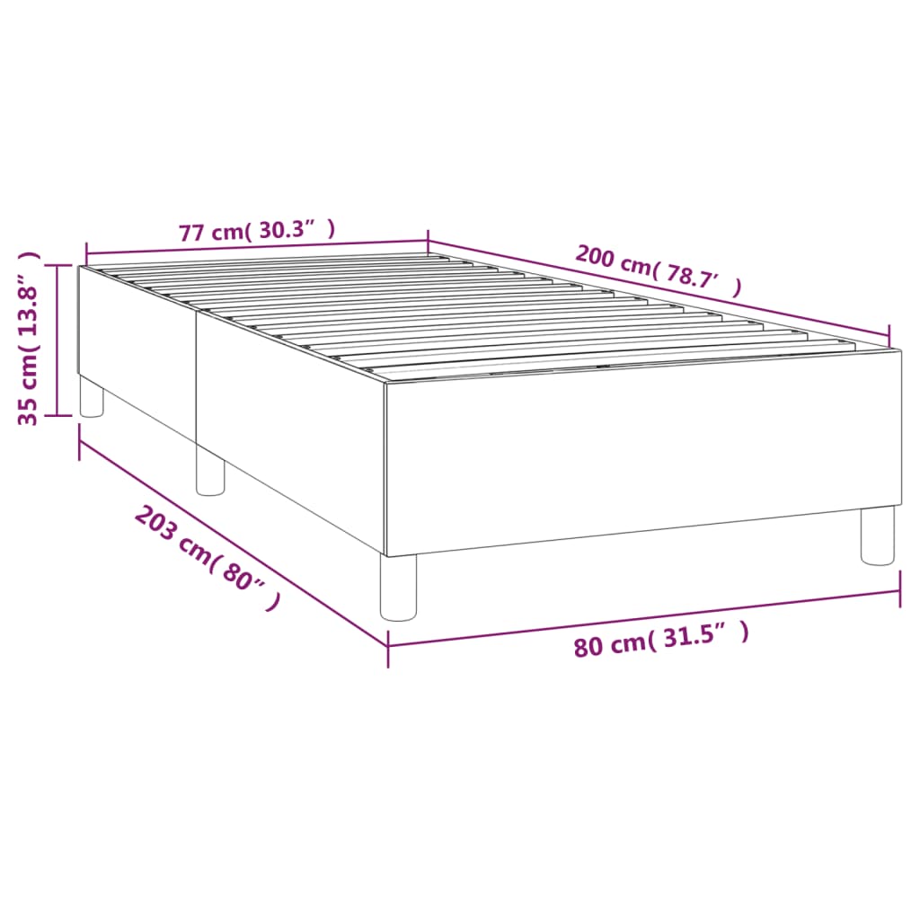 Sängram utan madrass svart 80x200 cm tyg