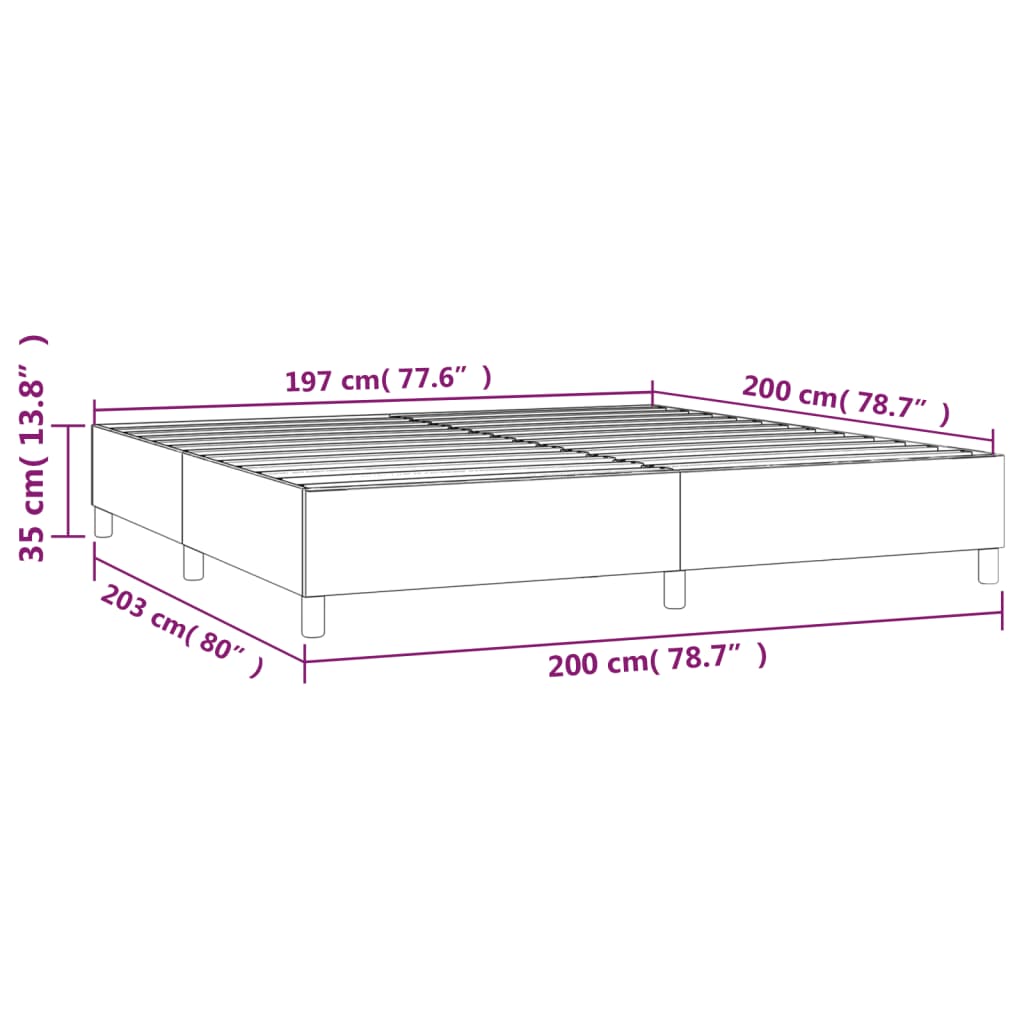 Sängram utan madrass svart 200x200 cm tyg