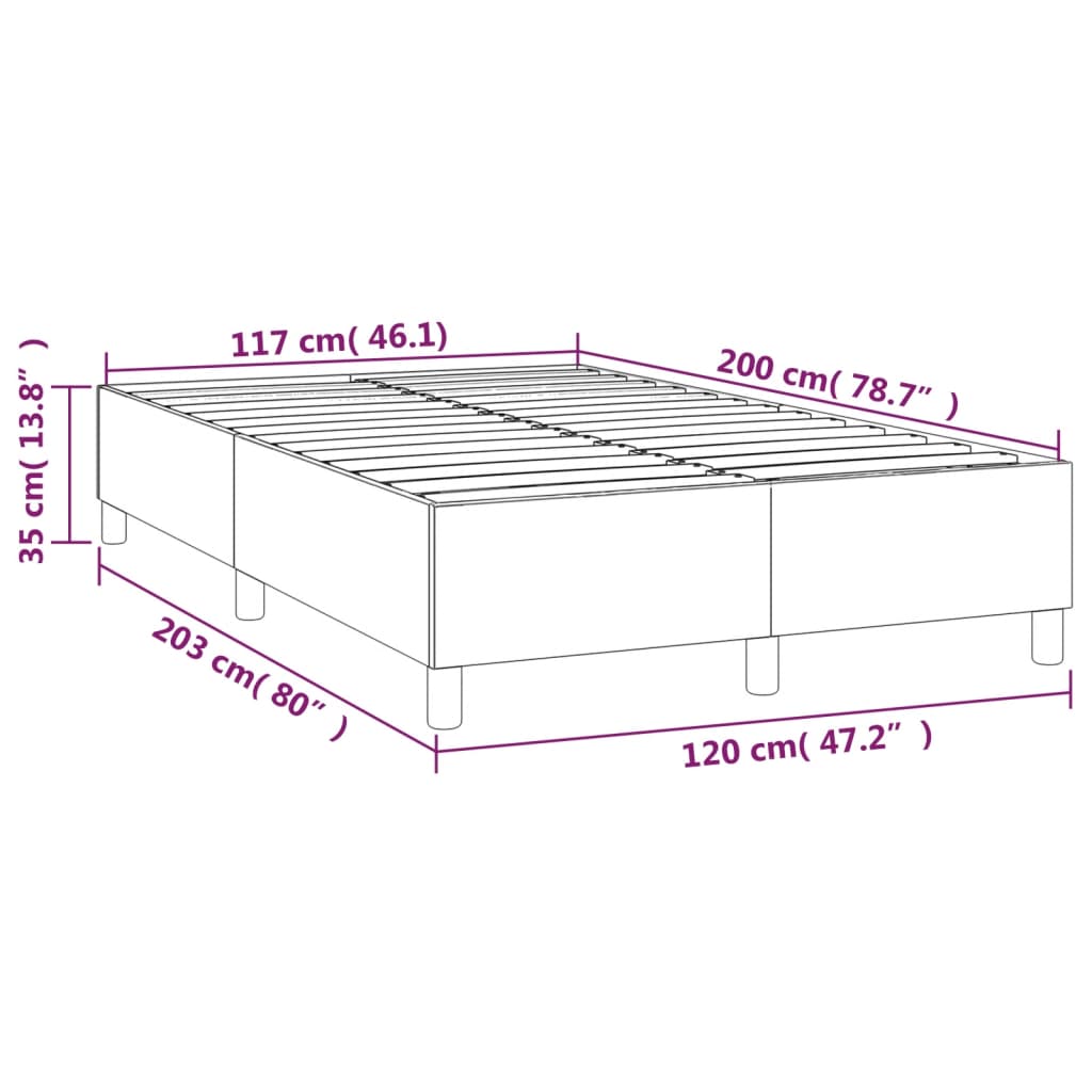 Sängram utan madrass mörkblå 120x200 cm sammet