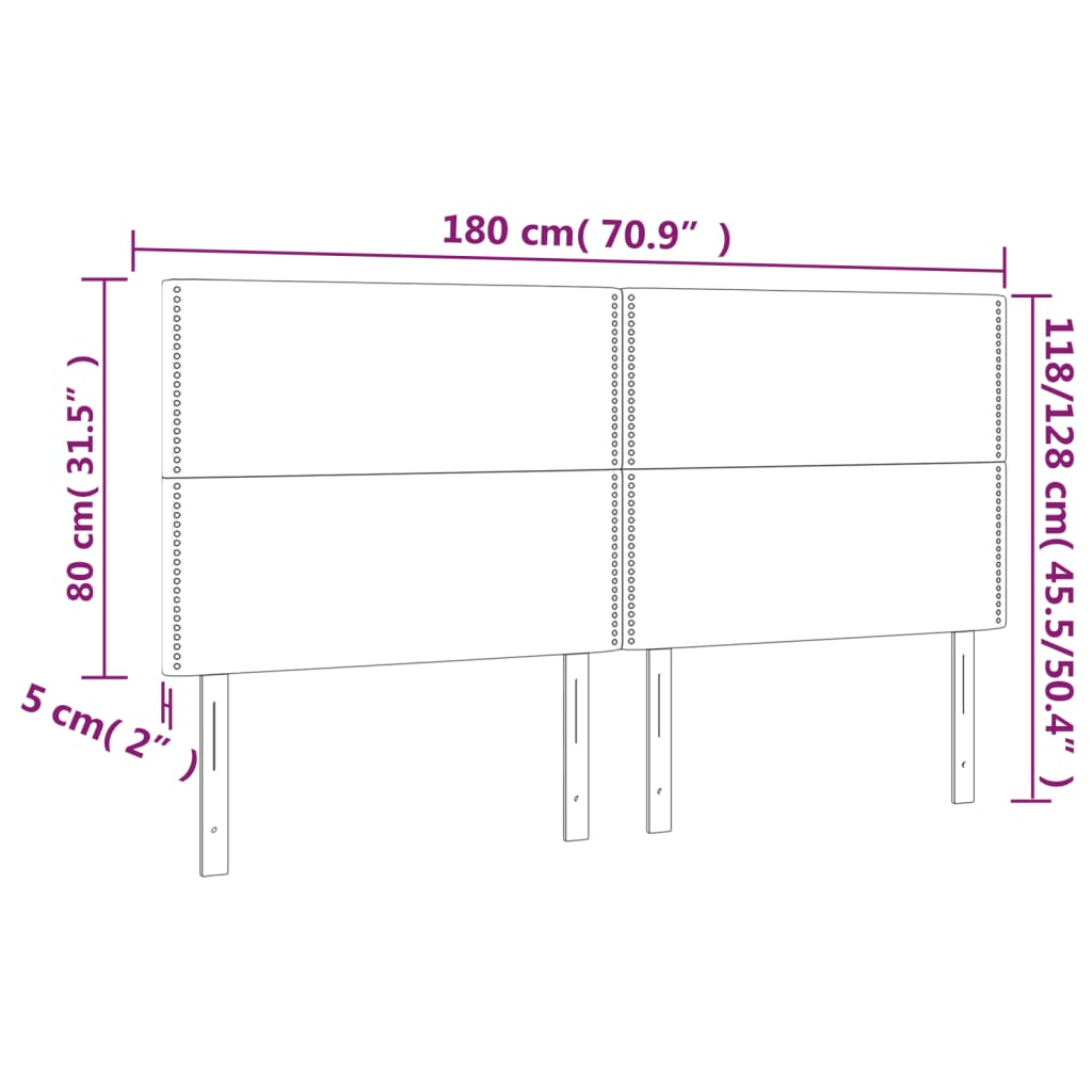 Huvudgavlar 4 st rosa 90x5x78/88 cm sammet