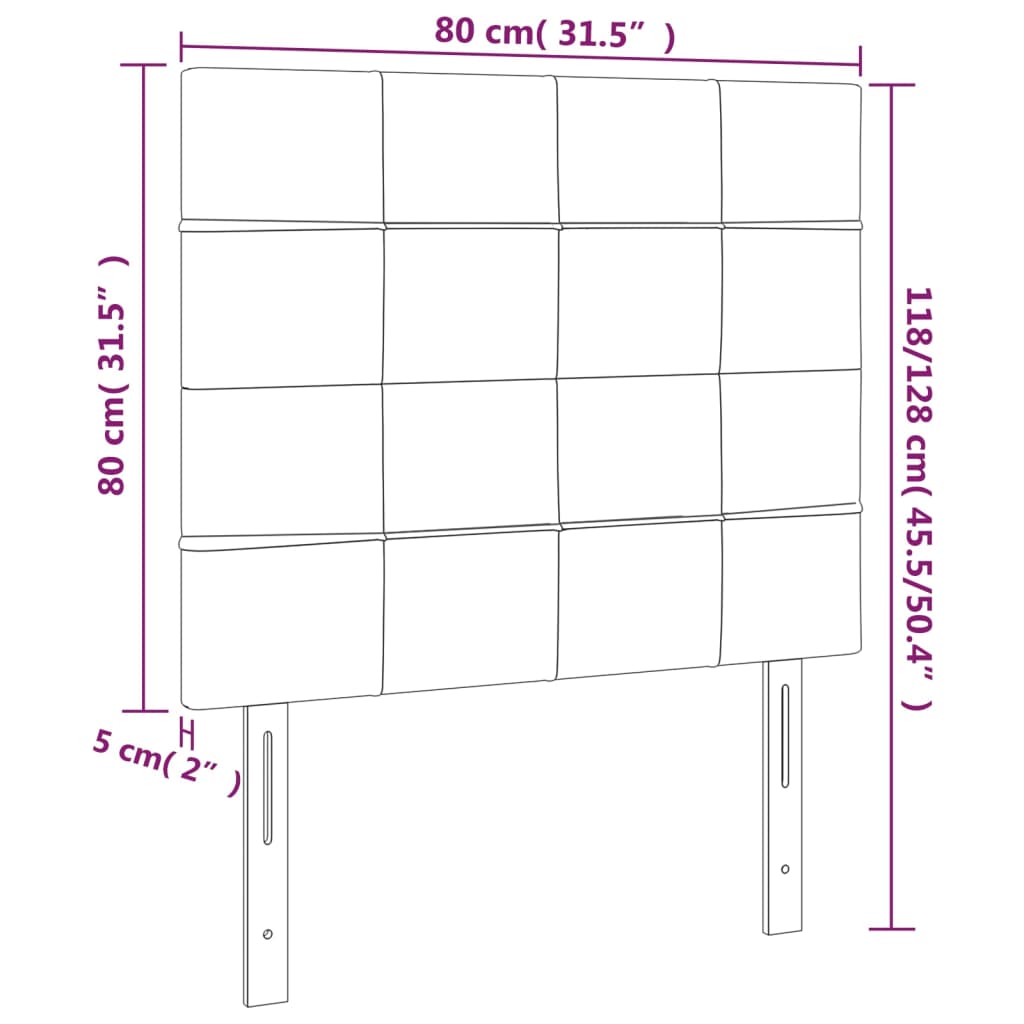 Sänggavel 2 st svart 80x5x78/88 cm tyg