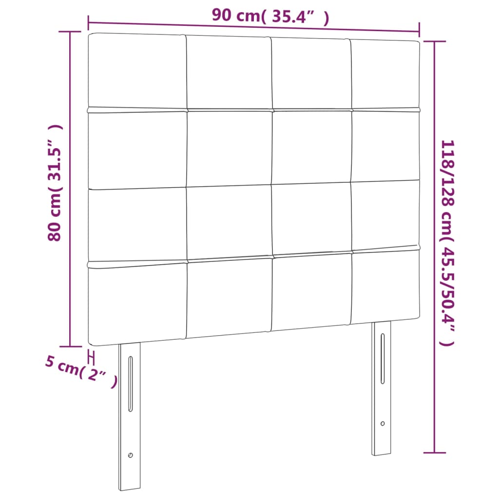 Huvudgavlar 2 st mörkbrun 90x5x78/88 cm tyg