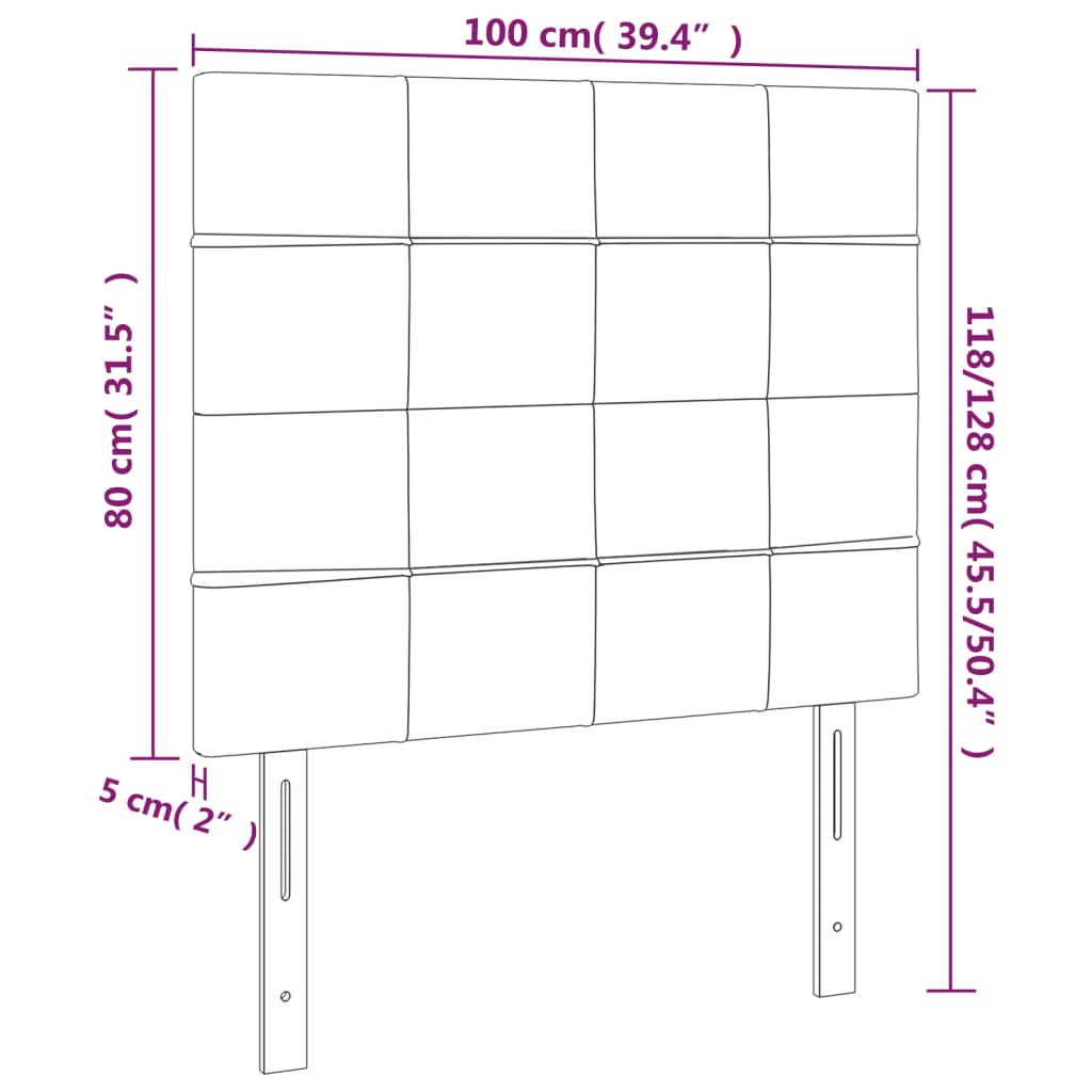 Huvudgavlar 2 st gräddvit 100 x 5 x 78/88 cm tyg