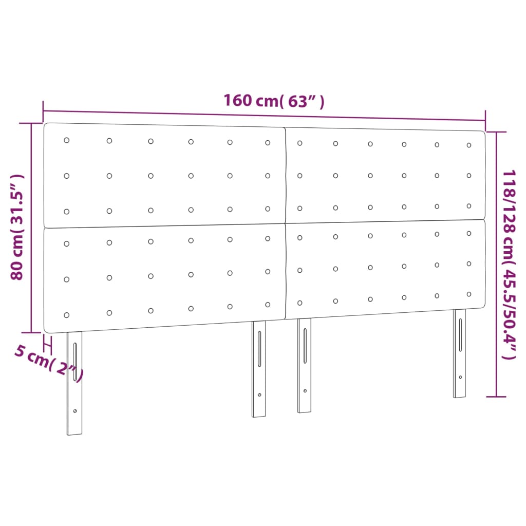 Huvudgavlar 4 st svart 80x5x78/88 cm konstläder