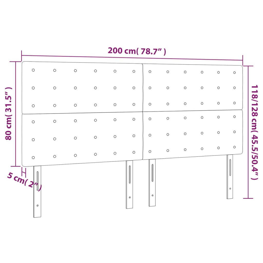 Huvudgavlar 4 st svart 100 x 5 x 78/88 cm konstläder