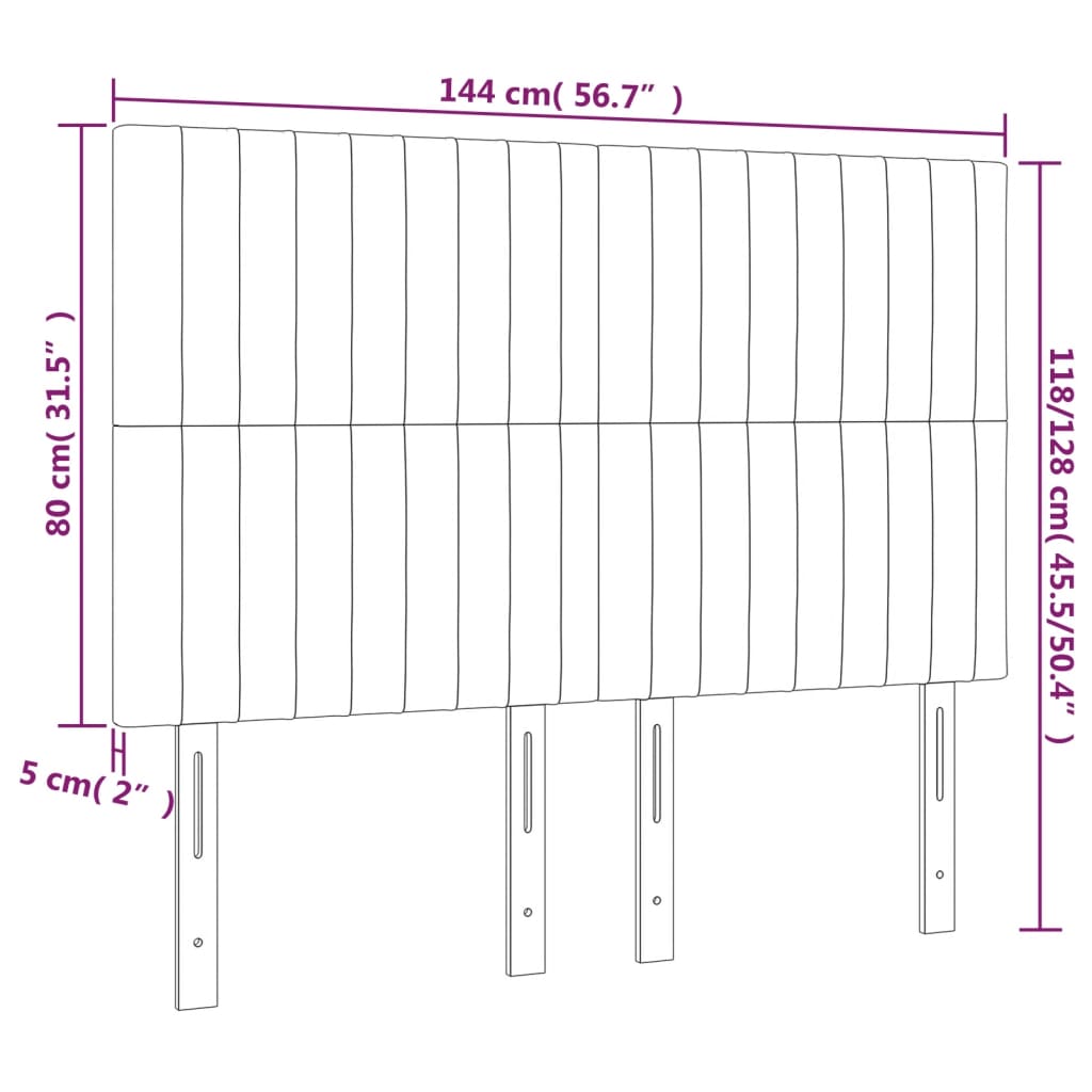 Huvudgavlar 4 st mörkbrun 72x5x78/88 cm tyg