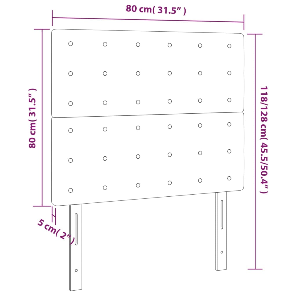 Huvudgavlar 2 st taupe 80x5x78/88 cm tyg