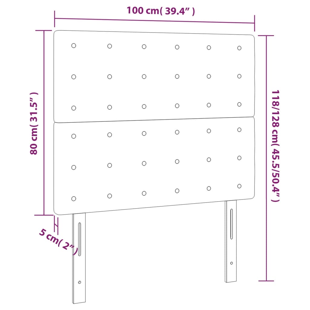 Huvudgavlar 2 st ljusgrå 100x5x78/88 cm sammet