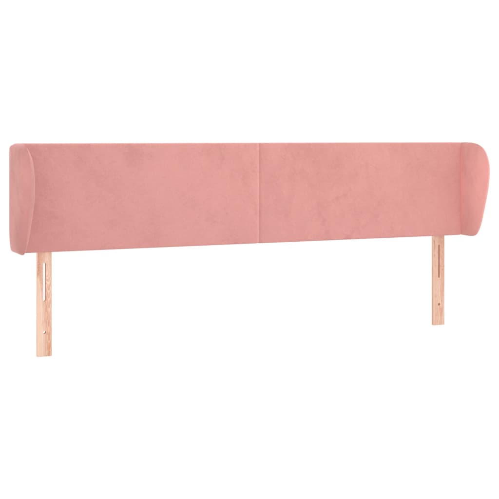 Sänggavel med kanter rosa 183x23x78/88 cm sammet