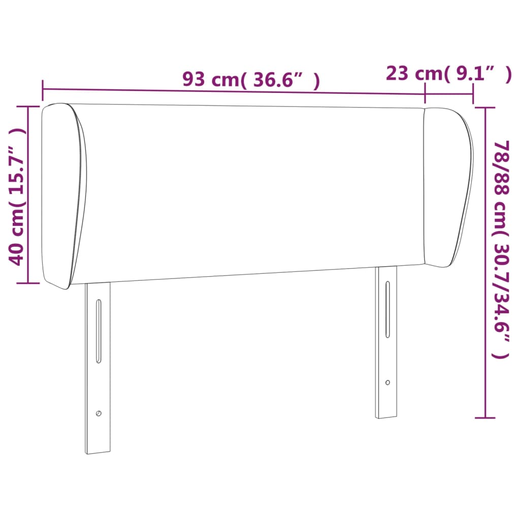 Sänggavel med kanter rosa 93x23x78/88 cm konstläder