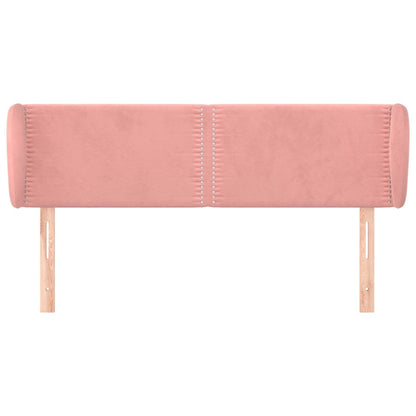 Sänggavel med kanter rosa 147x23x78/88 cm sammet