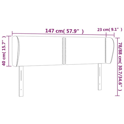 Sänggavel med kanter rosa 147x23x78/88 cm sammet