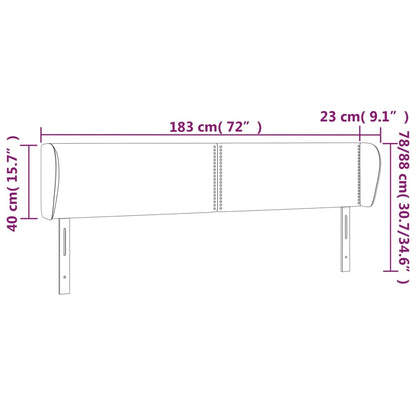 Sänggavel med kanter svart 183x23x78/88 cm sammet