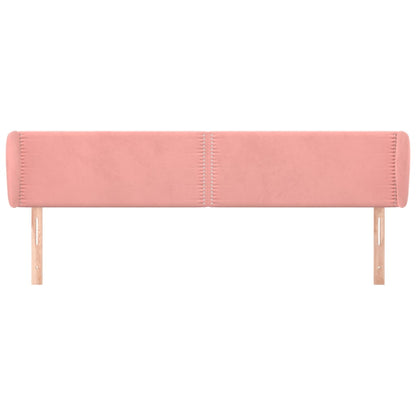 Sänggavel med kanter rosa 203x23x78/88 cm sammet