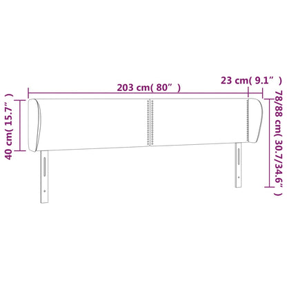 Sänggavel med kanter rosa 203x23x78/88 cm sammet