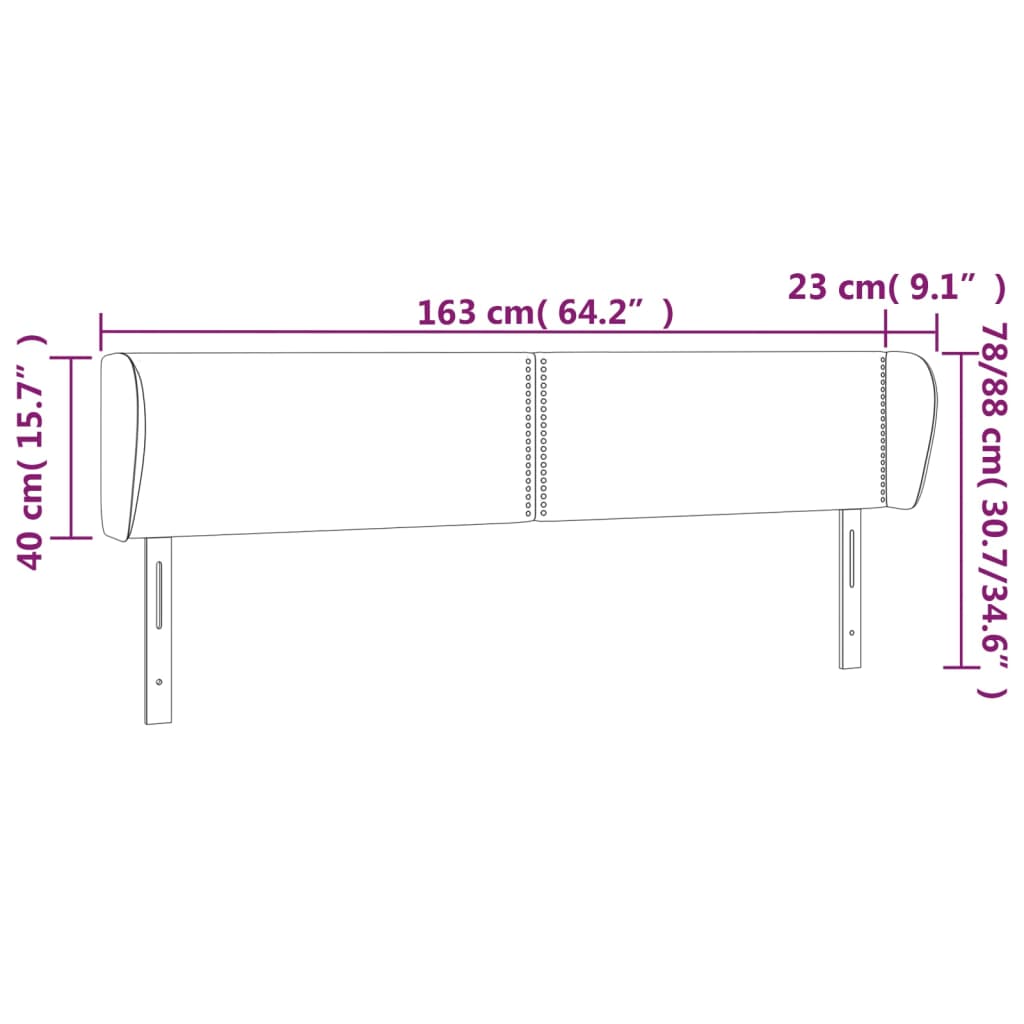 Sänggavel med kanter rosa 163x23x78/88 cm konstläder