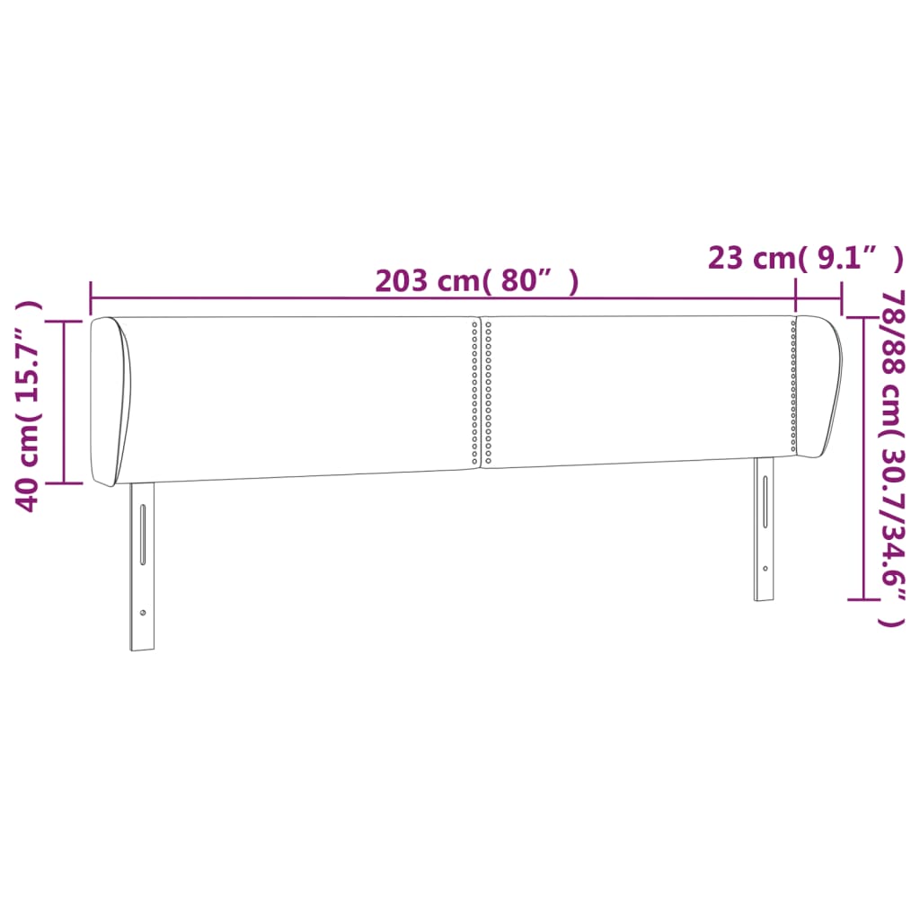 Sänggavel med kanter rosa 203x23x78/88 cm konstläder