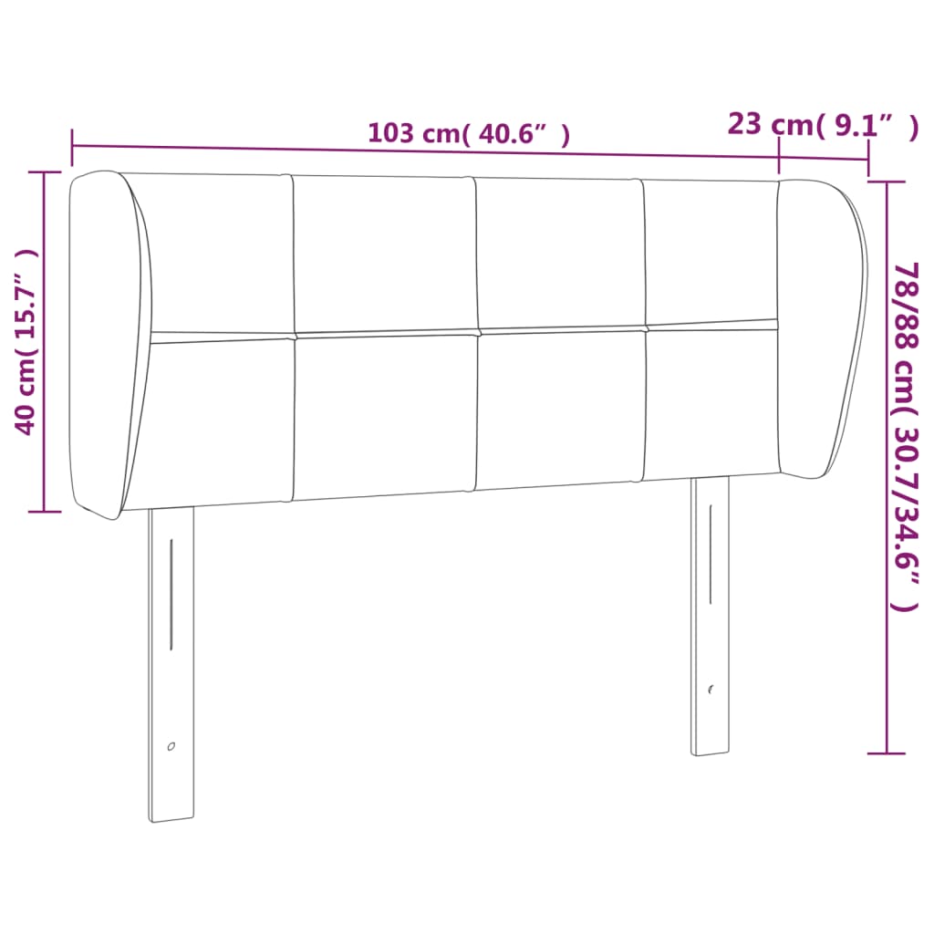 Sänggavel med kanter mörkbrun 103x23x78/88 cm tyg