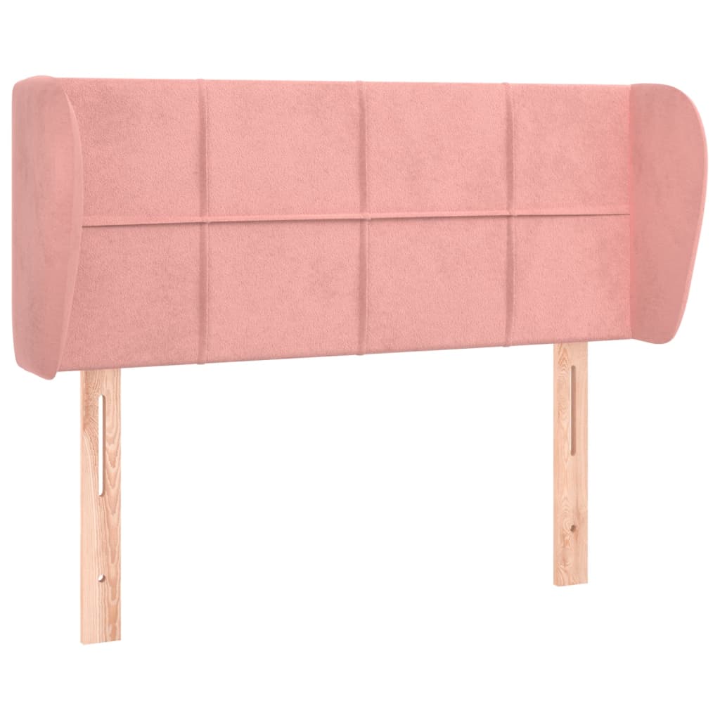 Sänggavel med kanter rosa 93x23x78/88 cm sammet