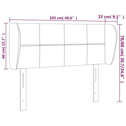 Sänggavel med kanter mörkgrå 103x23x78/88 cm sammet