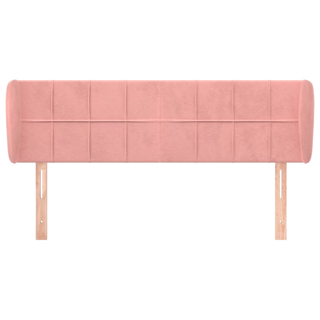 Sänggavel med kanter rosa 147x23x78/88 cm sammet