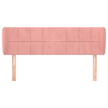 Sänggavel med kanter rosa 147x23x78/88 cm sammet