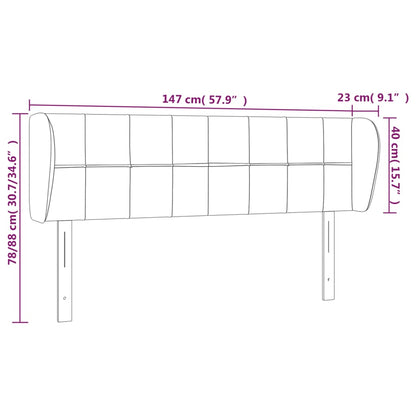 Sänggavel med kanter rosa 147x23x78/88 cm sammet