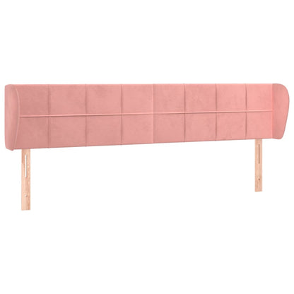 Sänggavel med kanter rosa 183x23x78/88 cm sammet