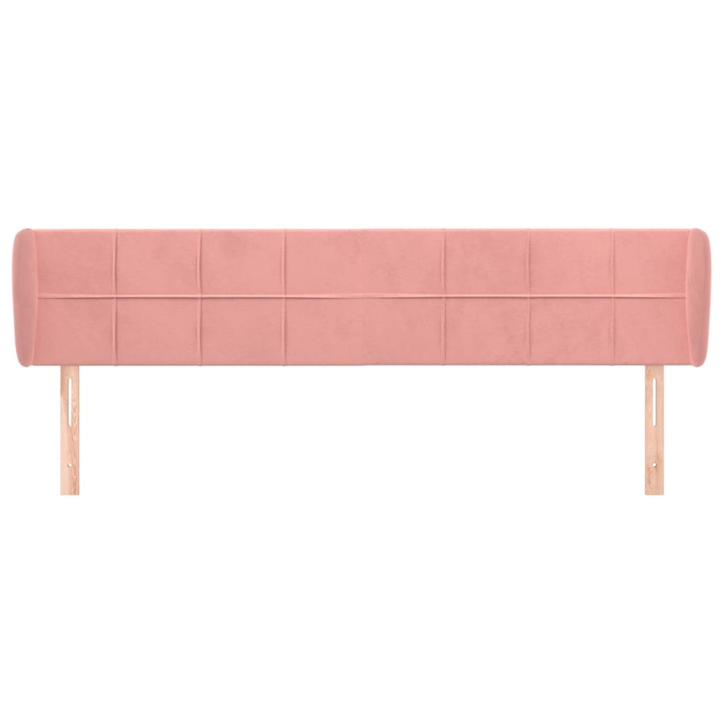 Sänggavel med kanter rosa 183x23x78/88 cm sammet