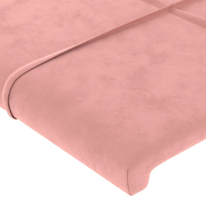 Sänggavel med kanter rosa 183x23x78/88 cm sammet