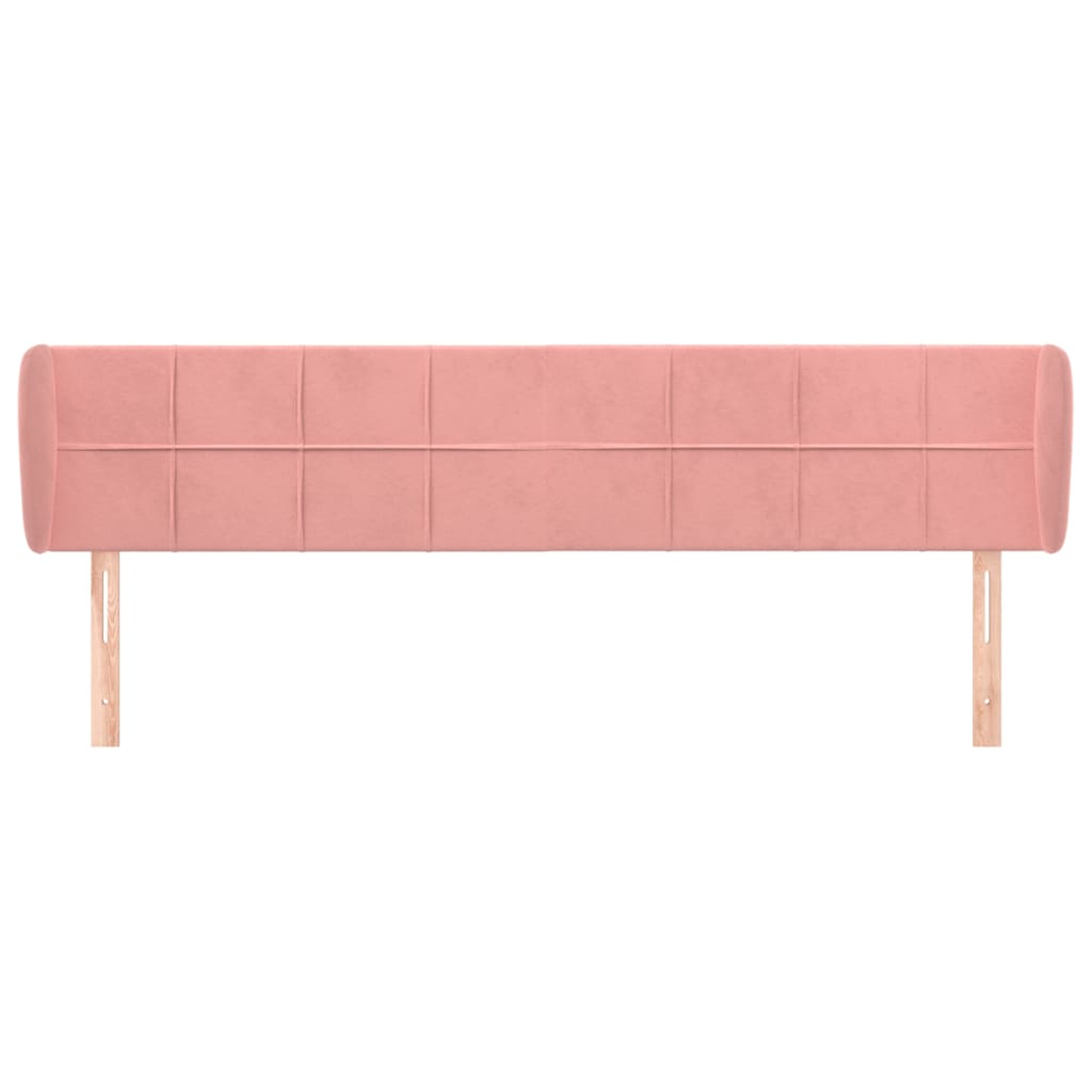 Sänggavel med kanter rosa 203x23x78/88 cm sammet