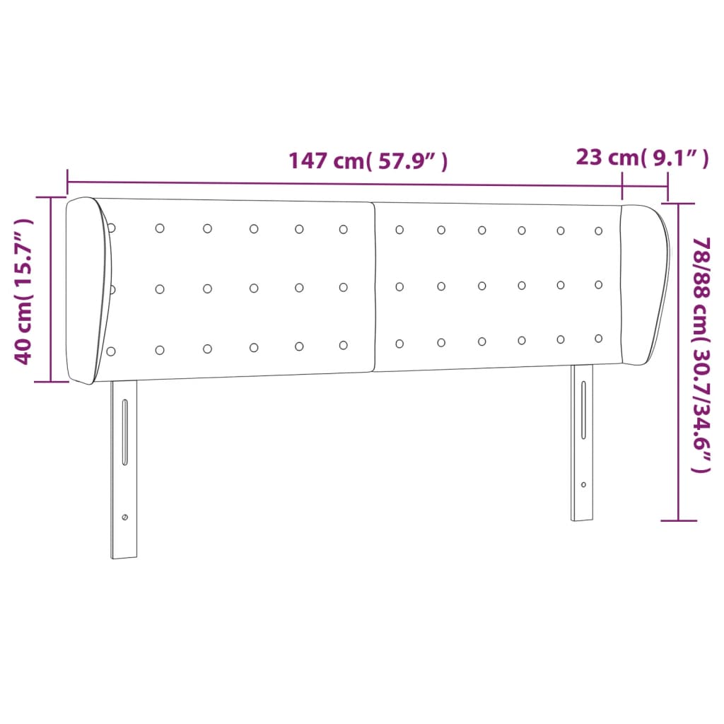 Sänggavel med kanter rosa 147x23x78/88 cm konstläder