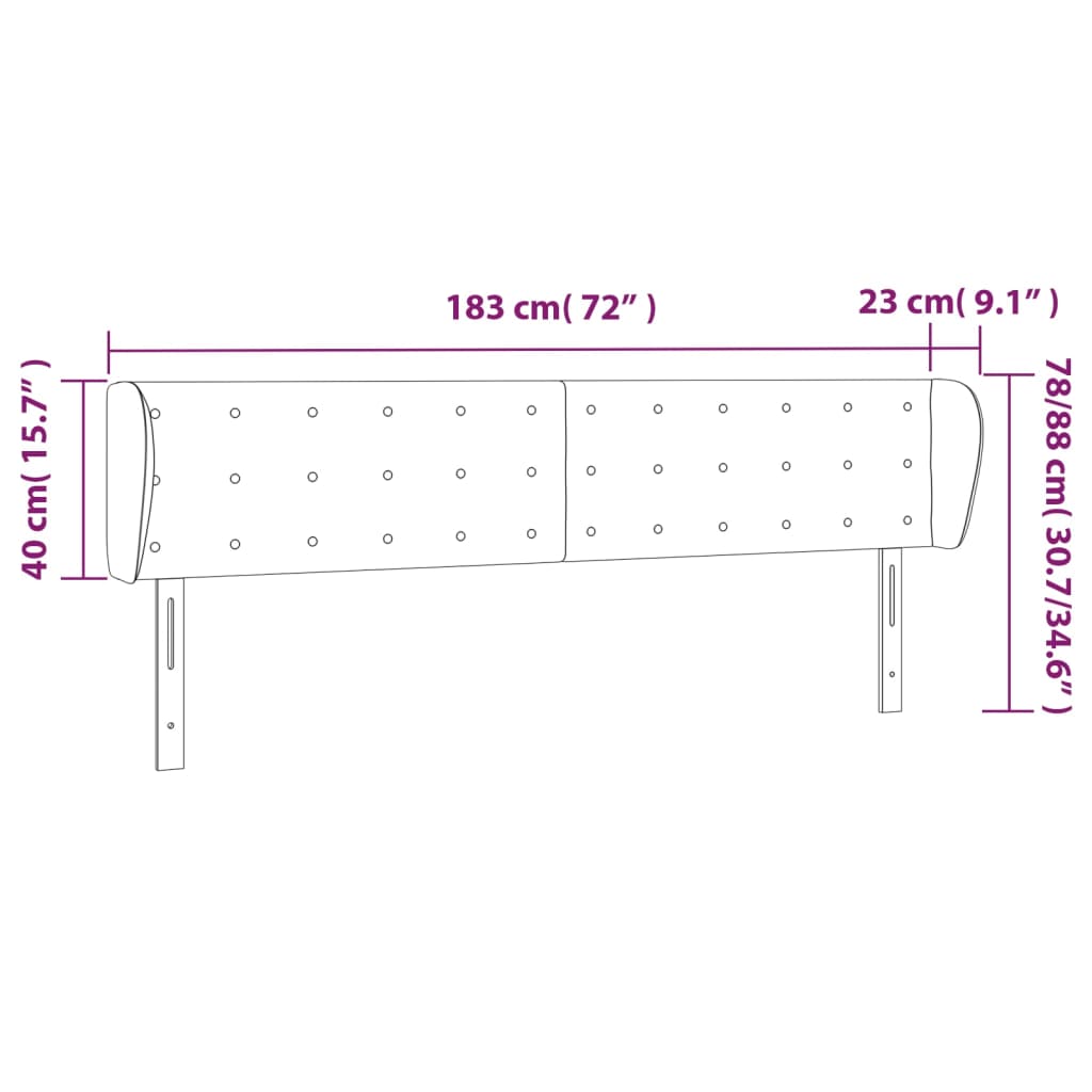 Sänggavel med kanter rosa 183x23x78/88 cm konstläder