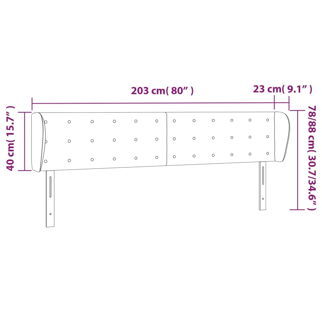 Sänggavel med kanter rosa 203x23x78/88 cm konstläder