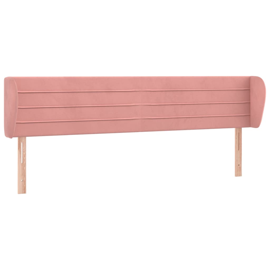 Sänggavel med kanter rosa 183x23x78/88 cm sammet