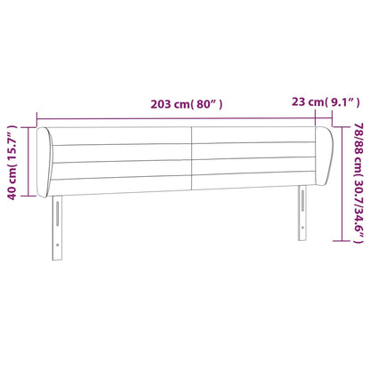 Sänggavel med kanter svart 203x23x78/88 cm sammet