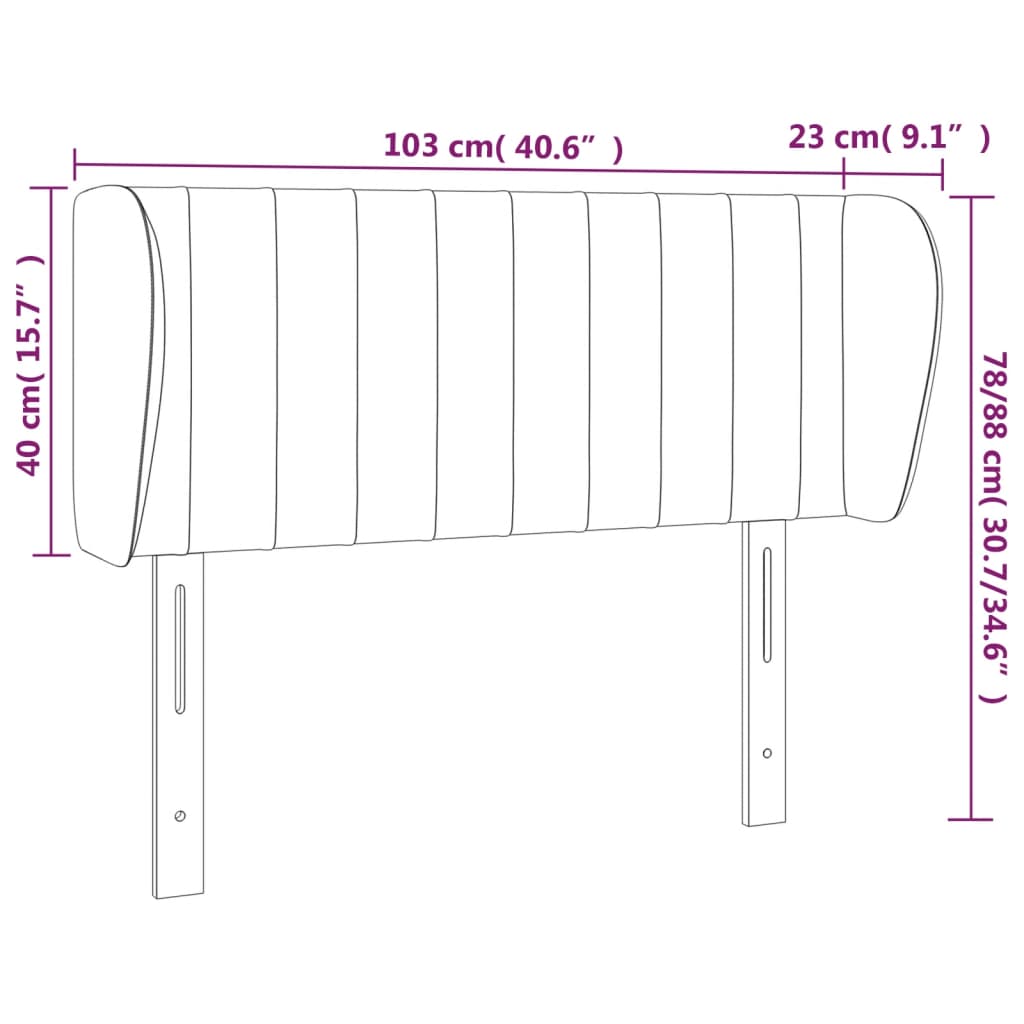 Sänggavel med kanter mörkblå 103x23x78/88 cm sammet