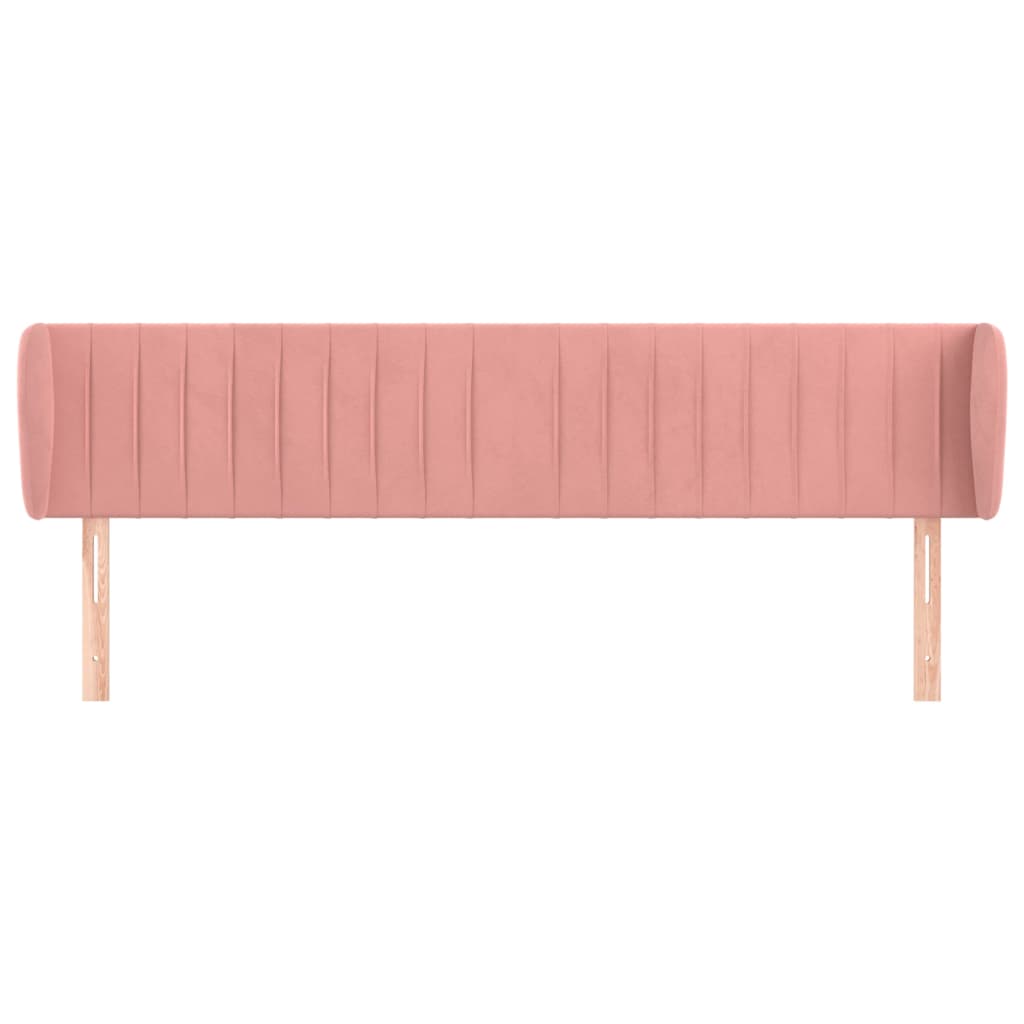 Sänggavel med kanter rosa 183x23x78/88 cm sammet